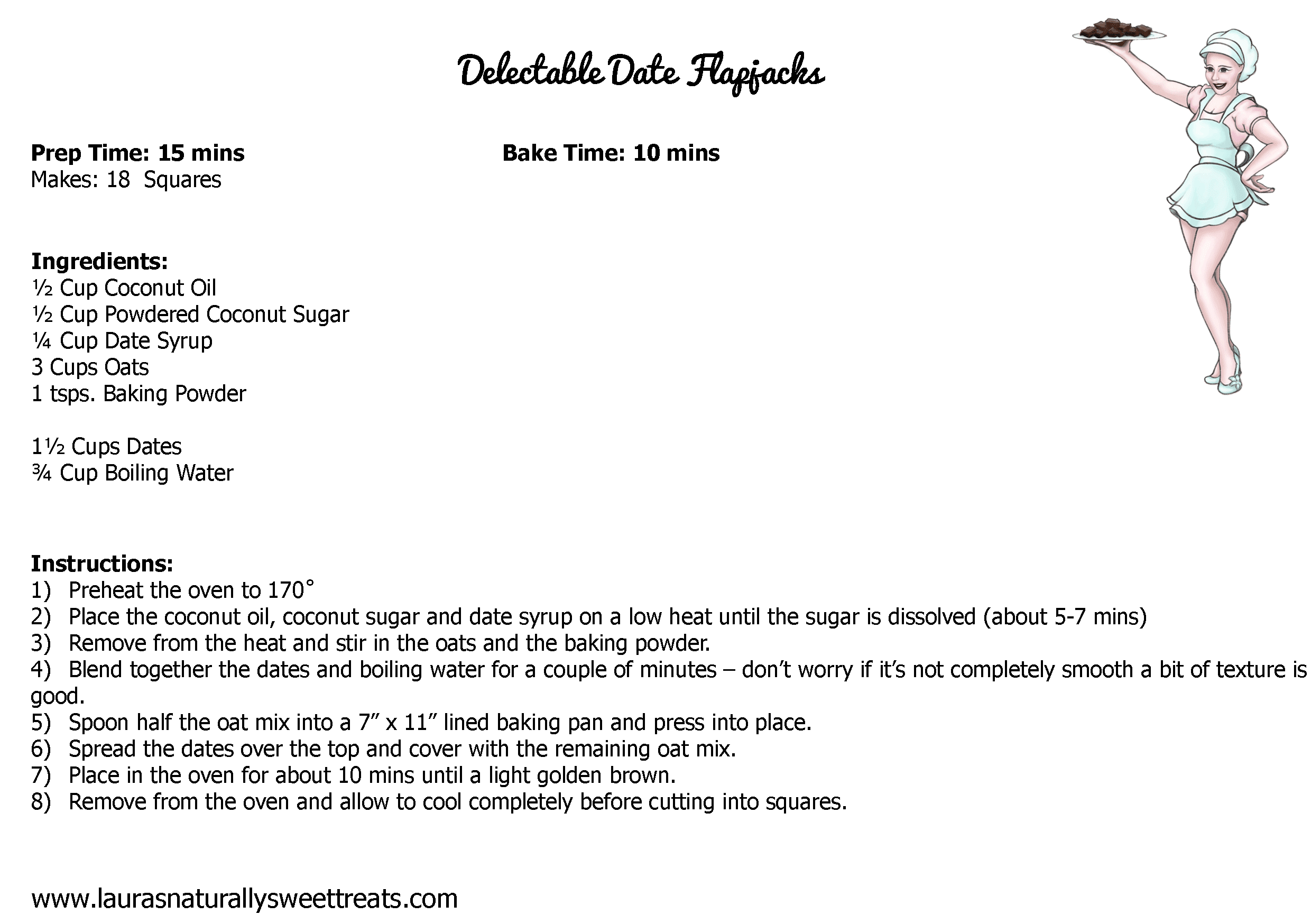 delectable date flapjacks recipe card