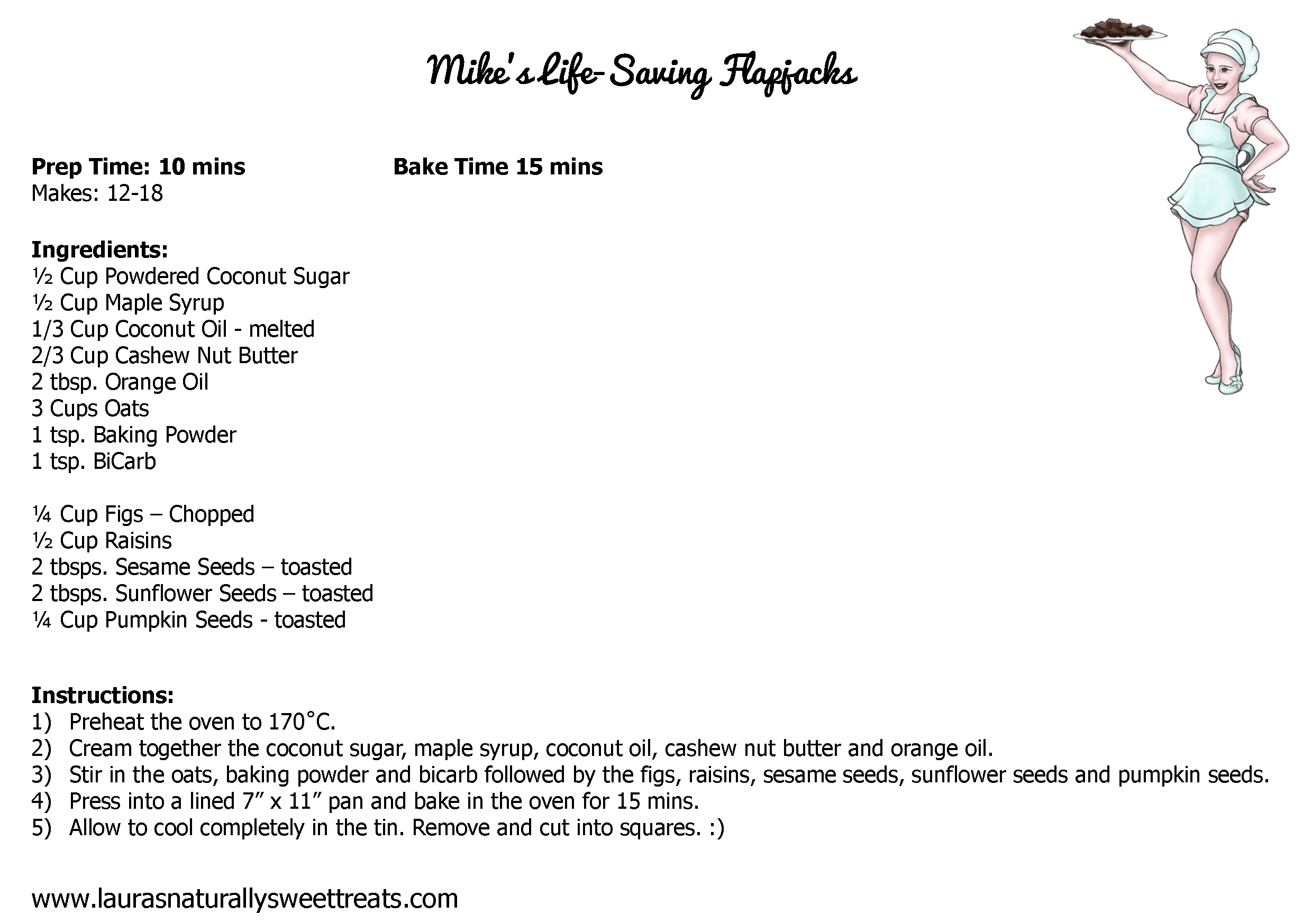 mikes life saving flapjacks recipe card