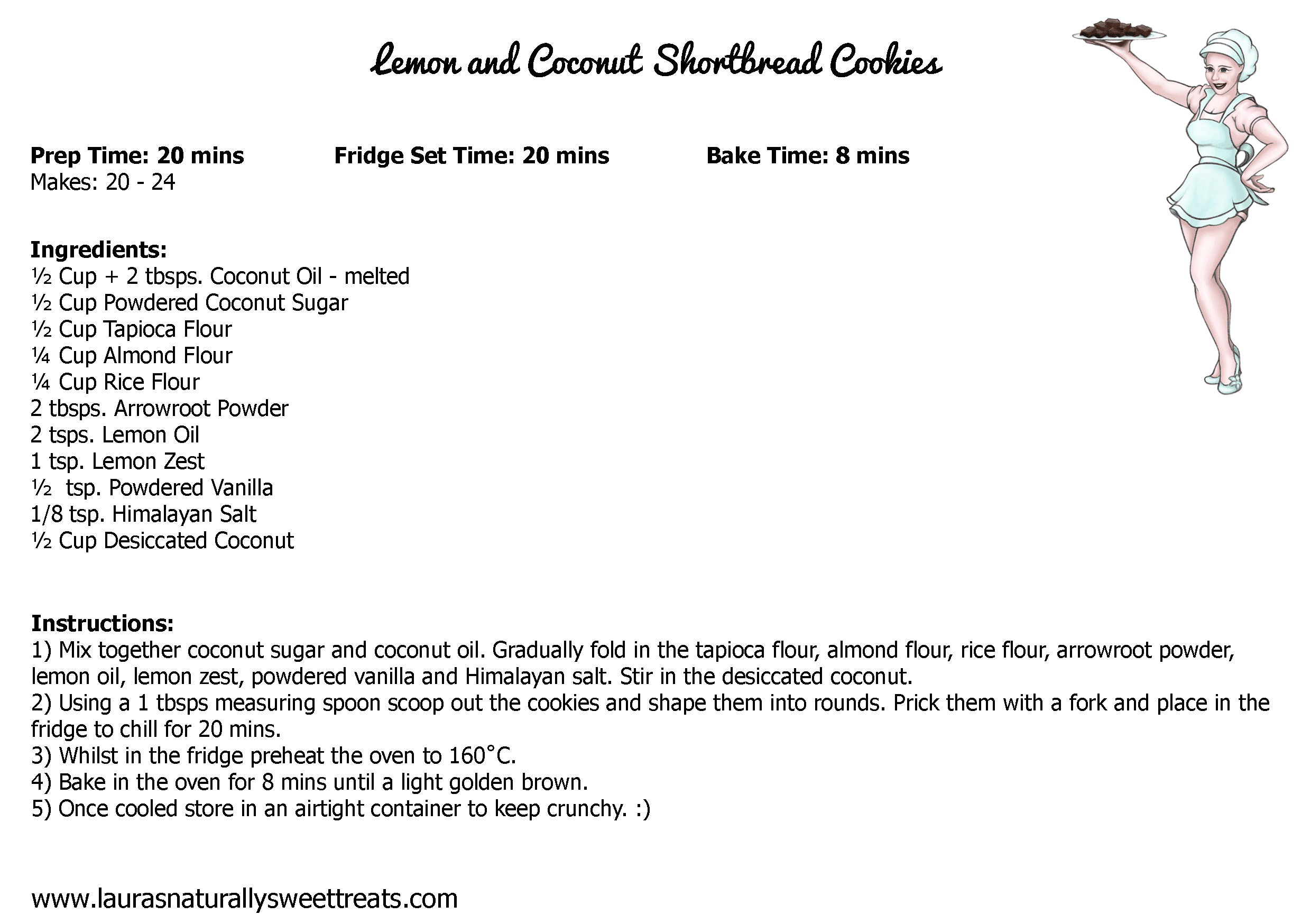 lemon and coconut shortbread cookies recipe card