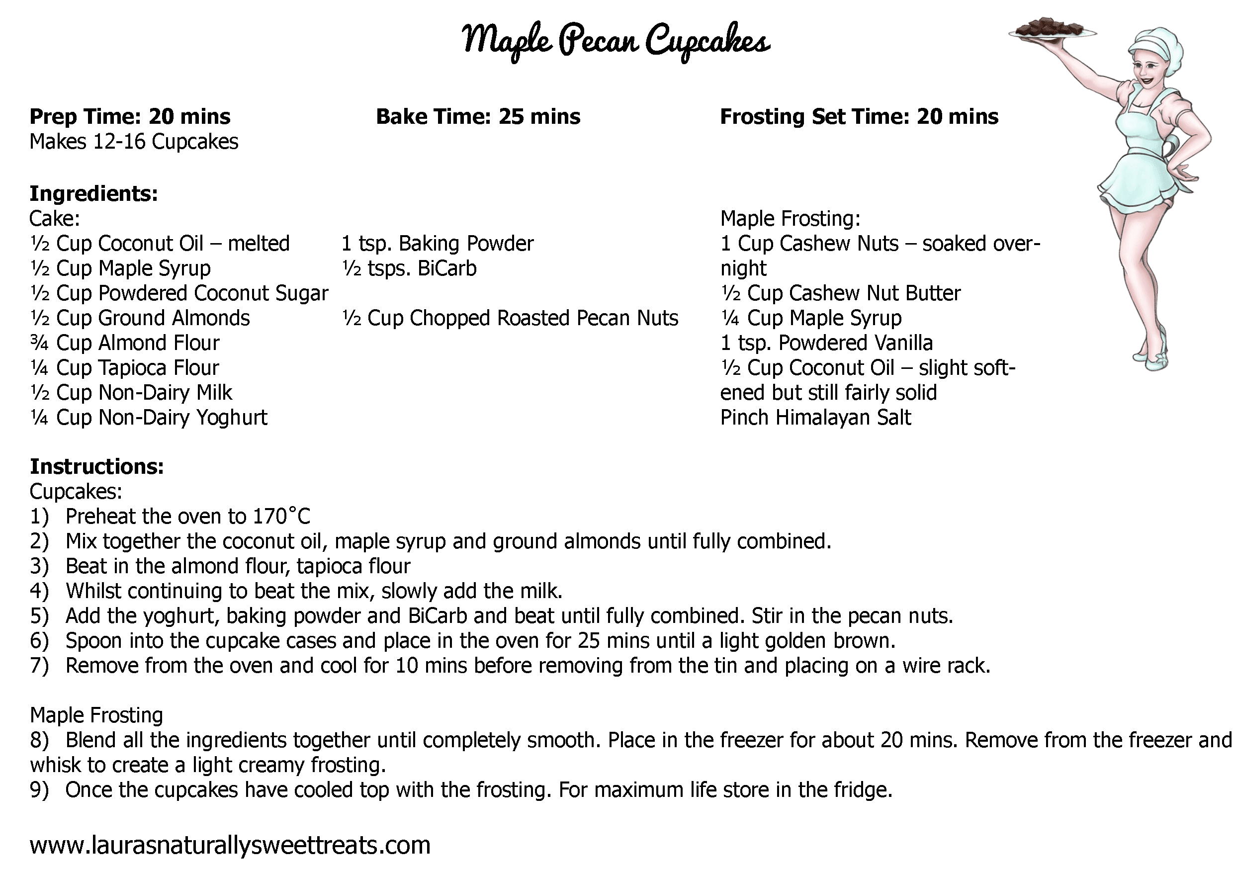 maple pecan cupcakes recipe card