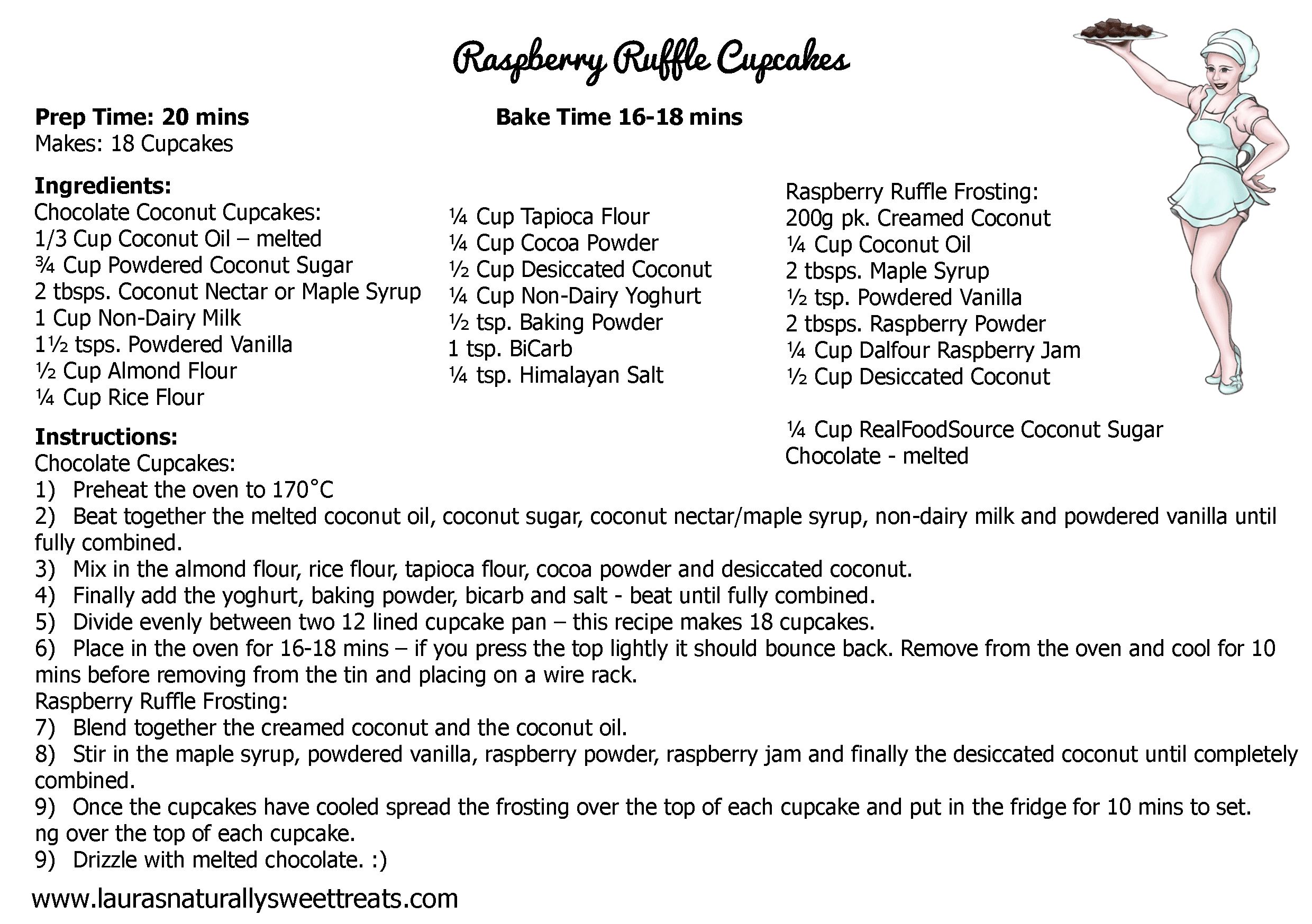 raspberry ruffle cupcakes recipe card