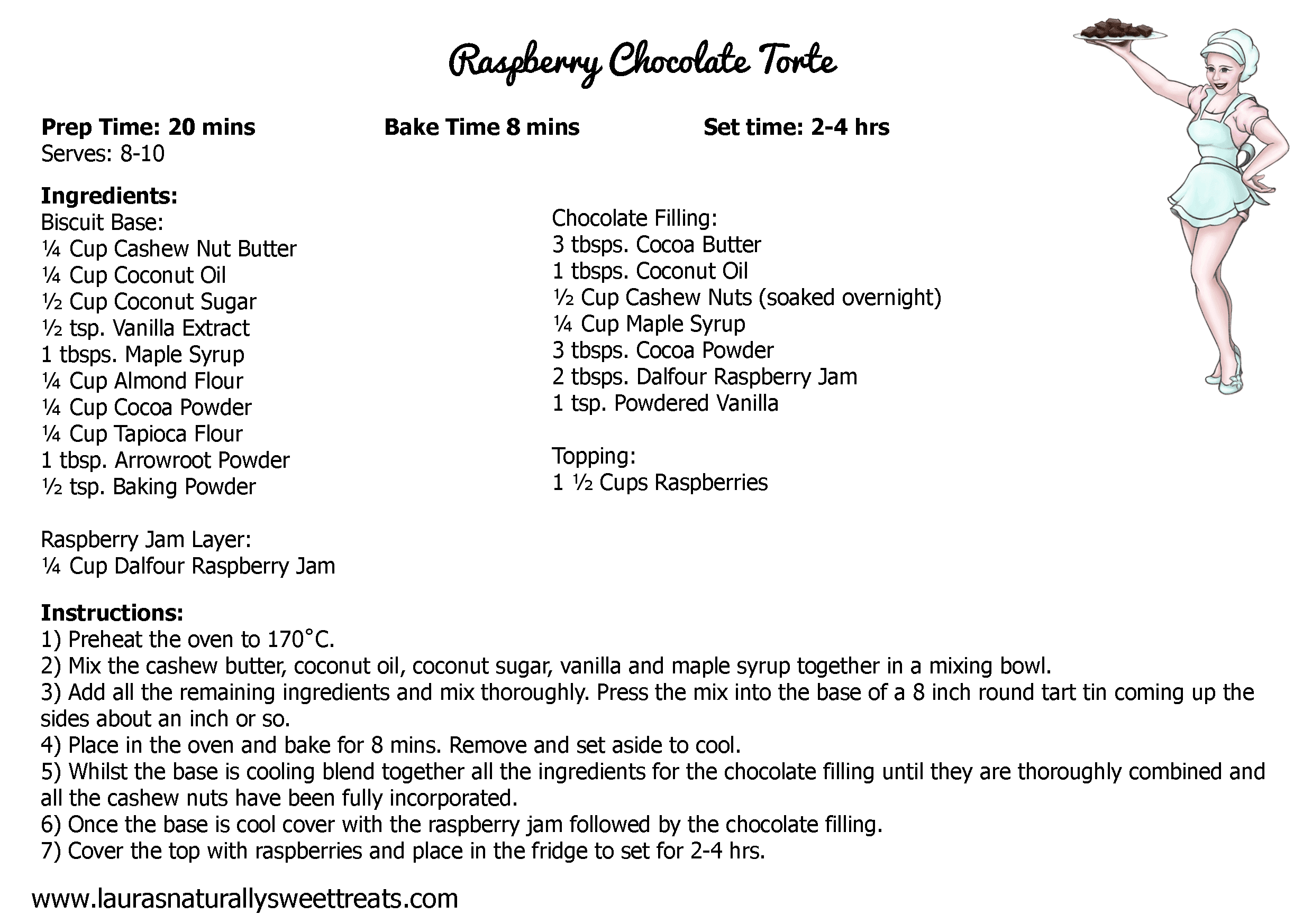 raspberry chocolate torte recipe card