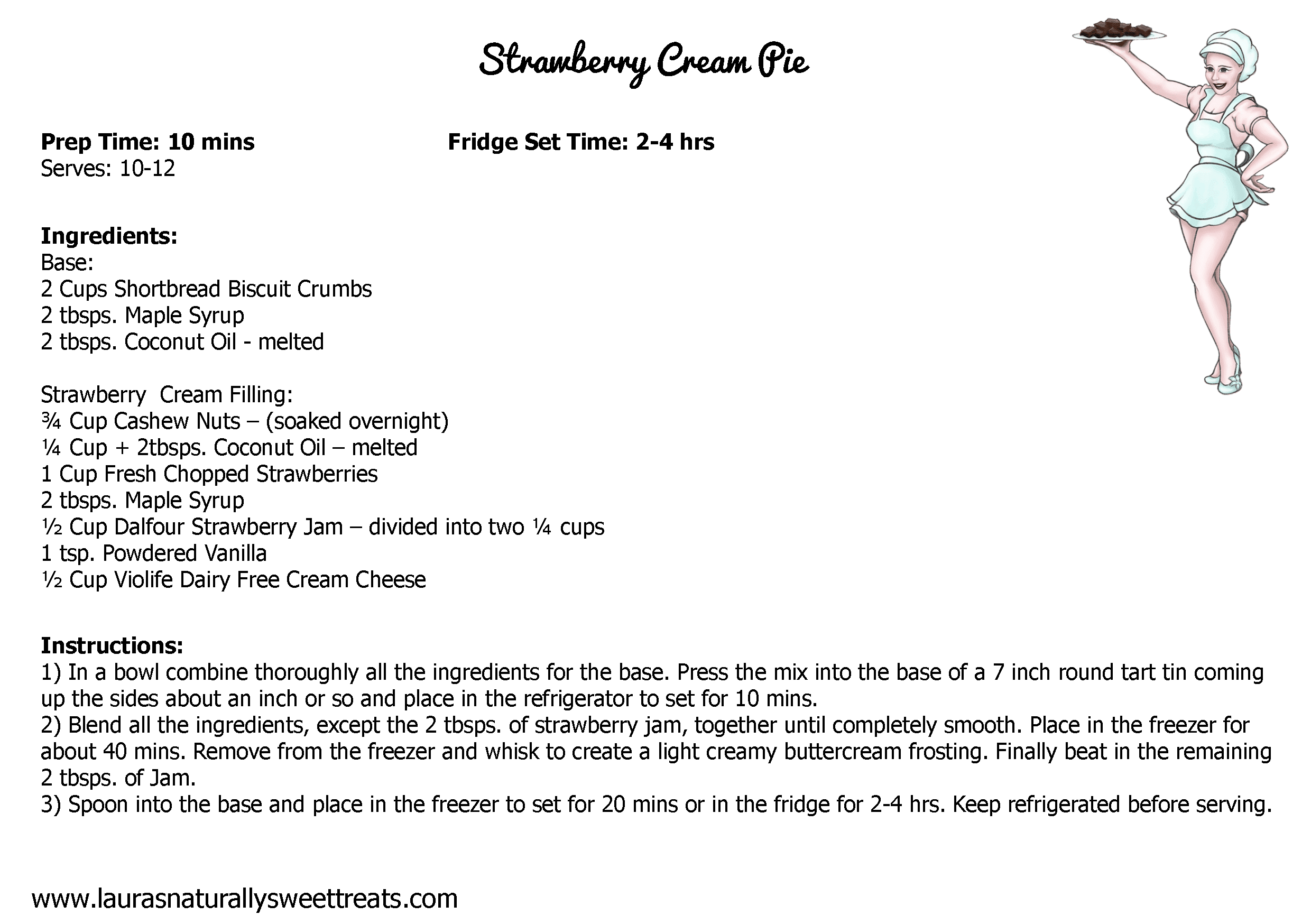 strawberry cream pie recipe card