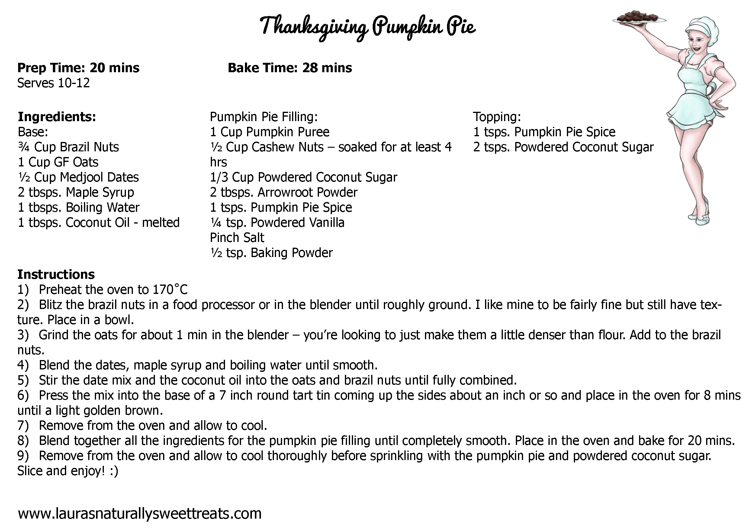 thanksgiving pumpkin pie recipe card