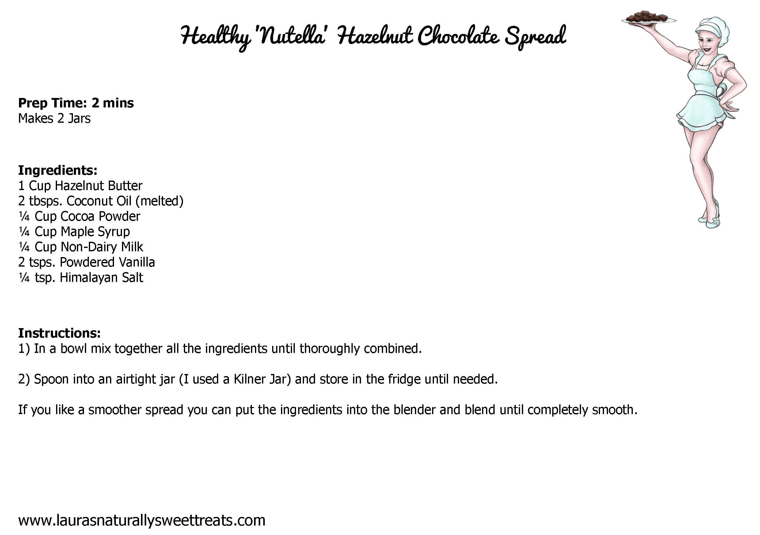 healthy nutella hazelnut chocolate spread recipe card