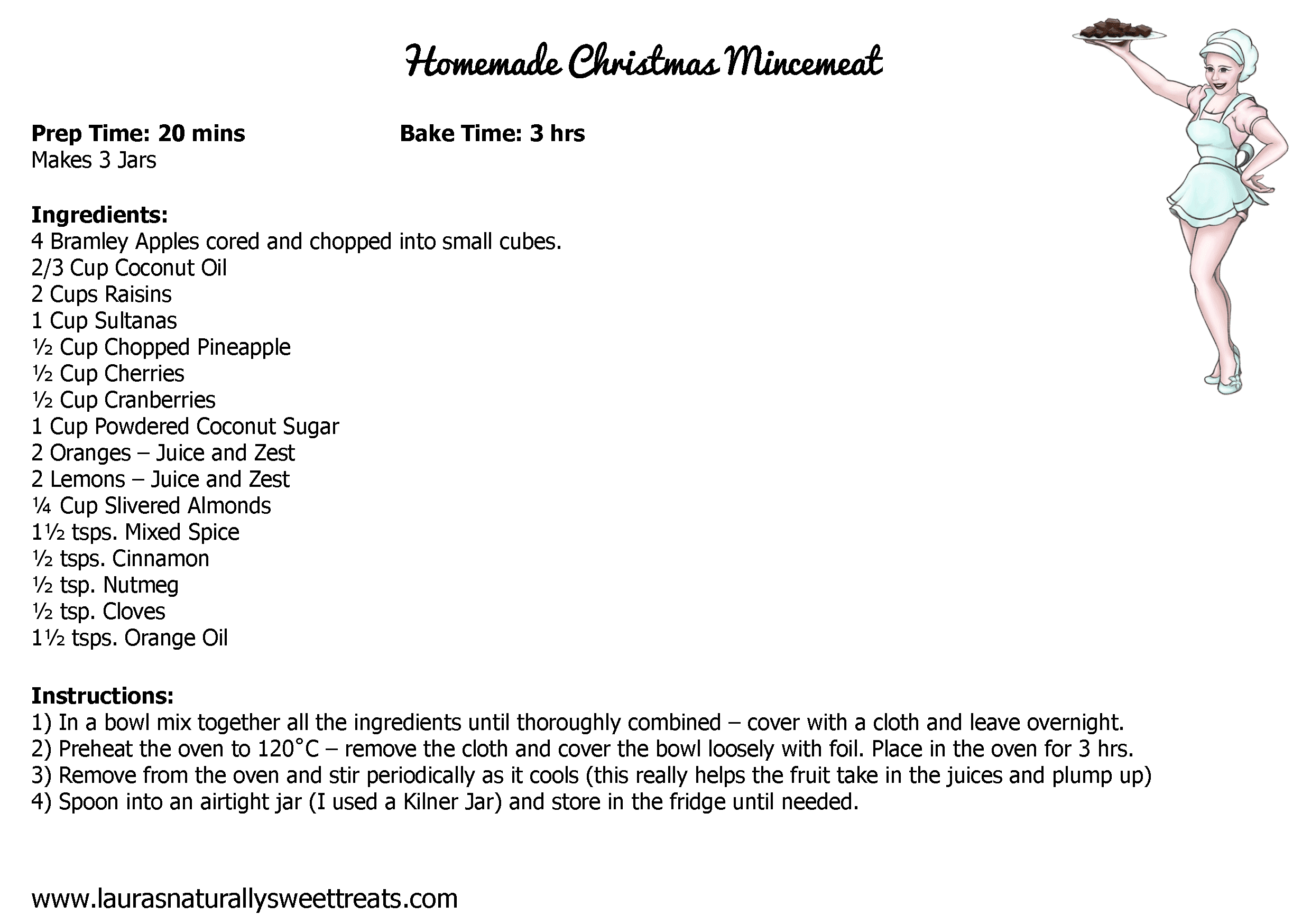 homemade christmas mincemeat recipe card