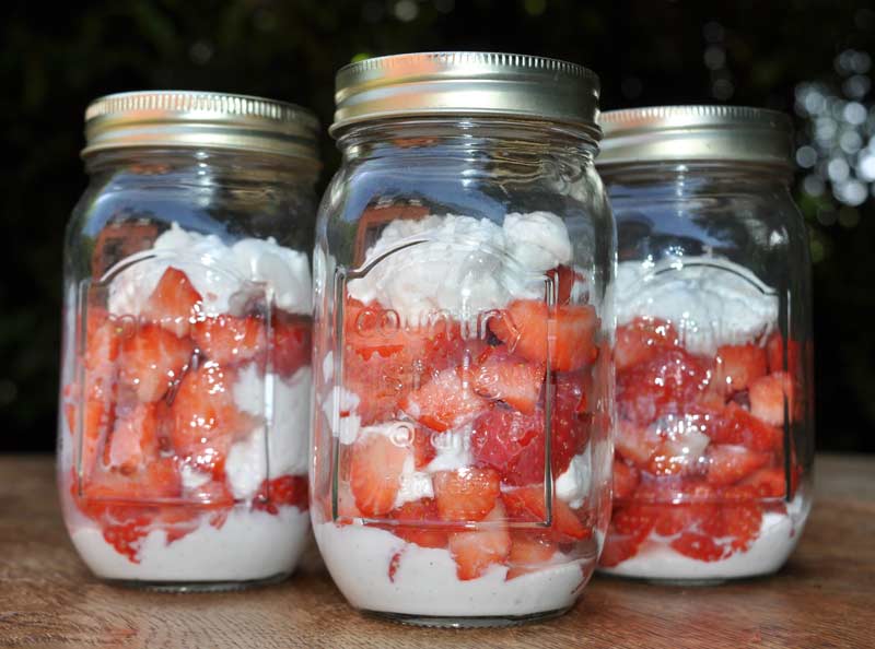 Strawberries and Cream in a Jar