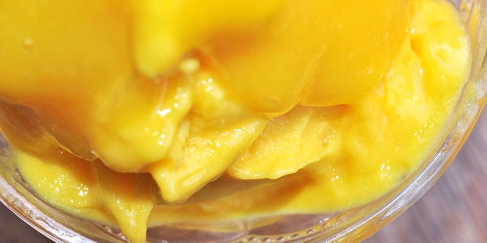 One Ingredient Mango Sorbet with Mango Coulis