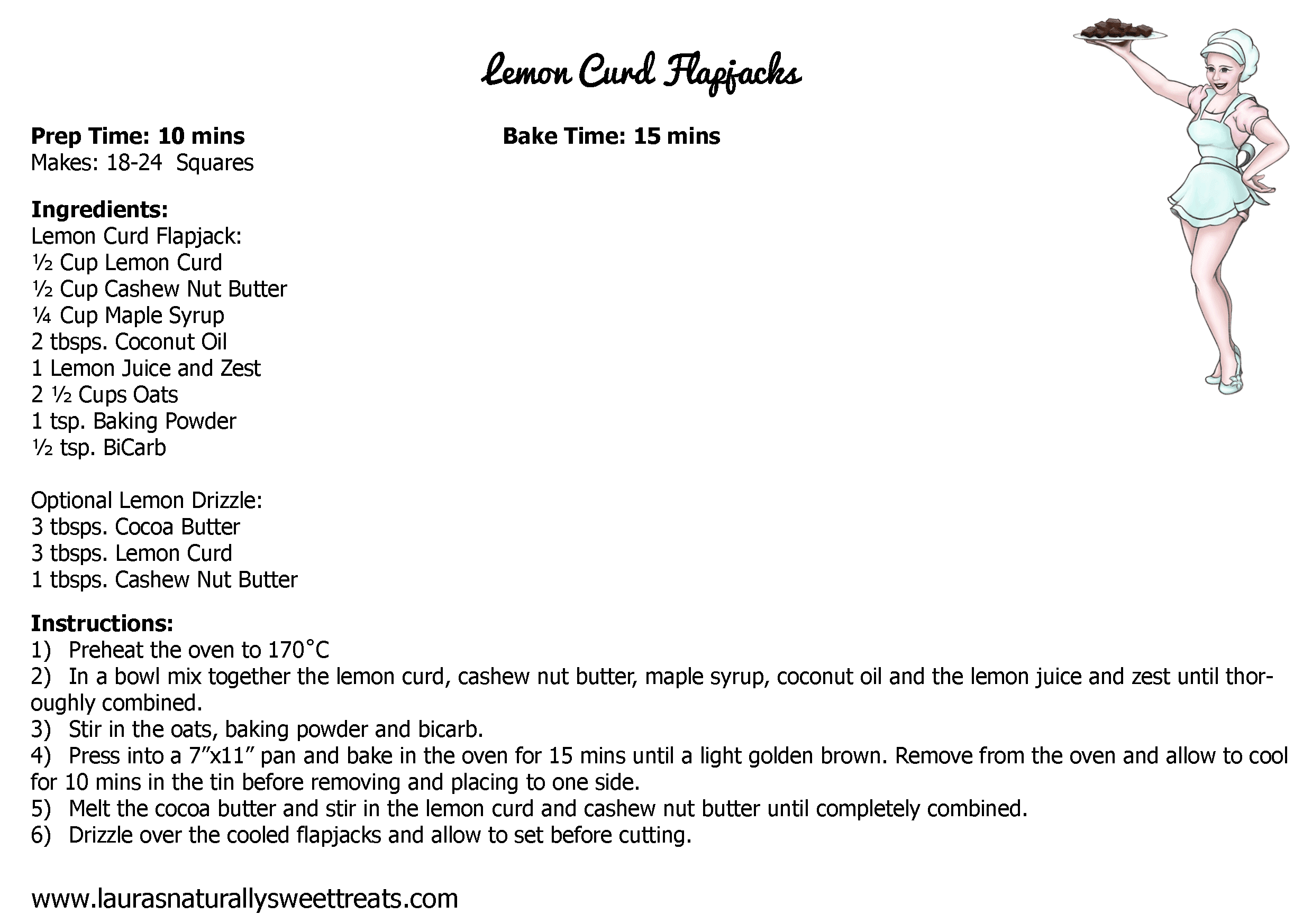 lemon curd flapjacks recipe card
