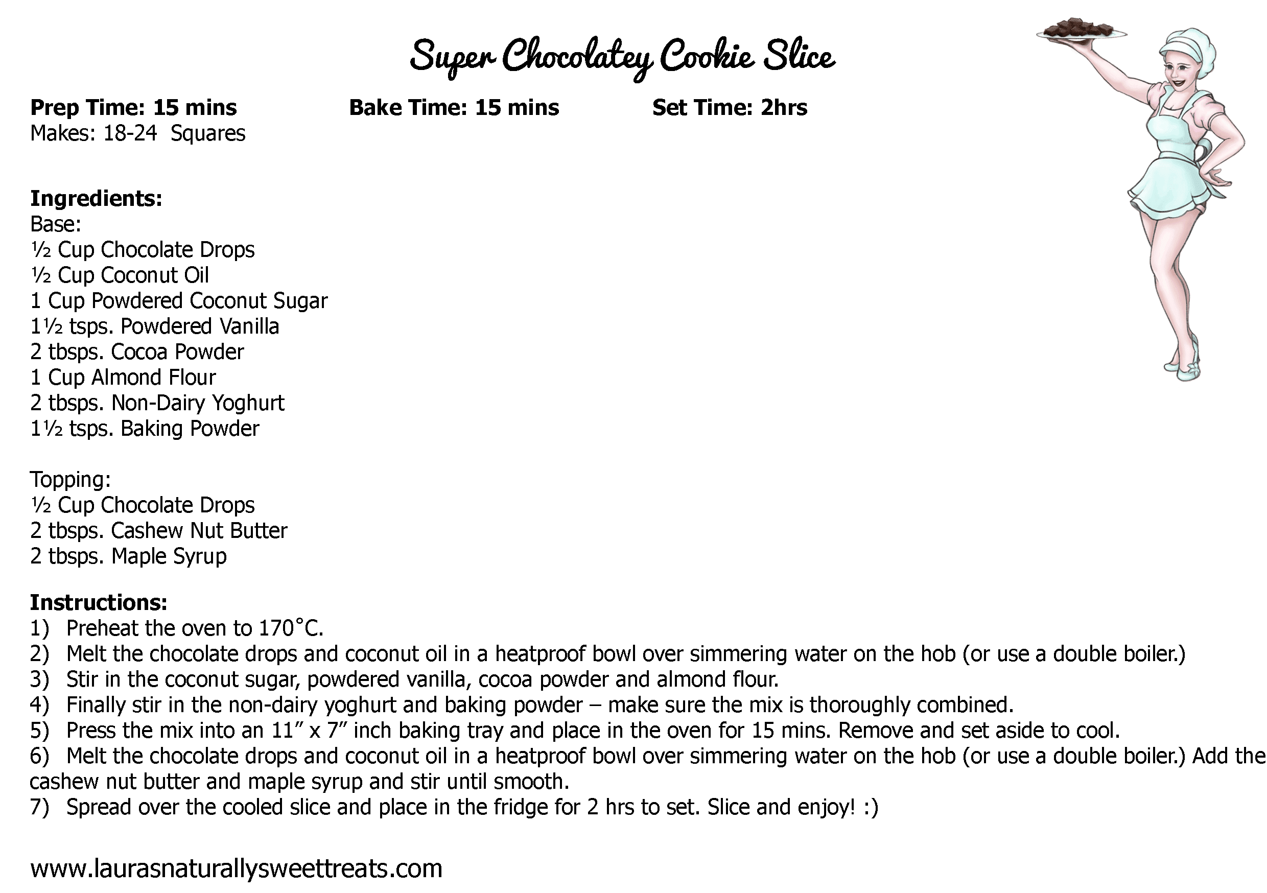 super chocolatey cookie slice recipe card