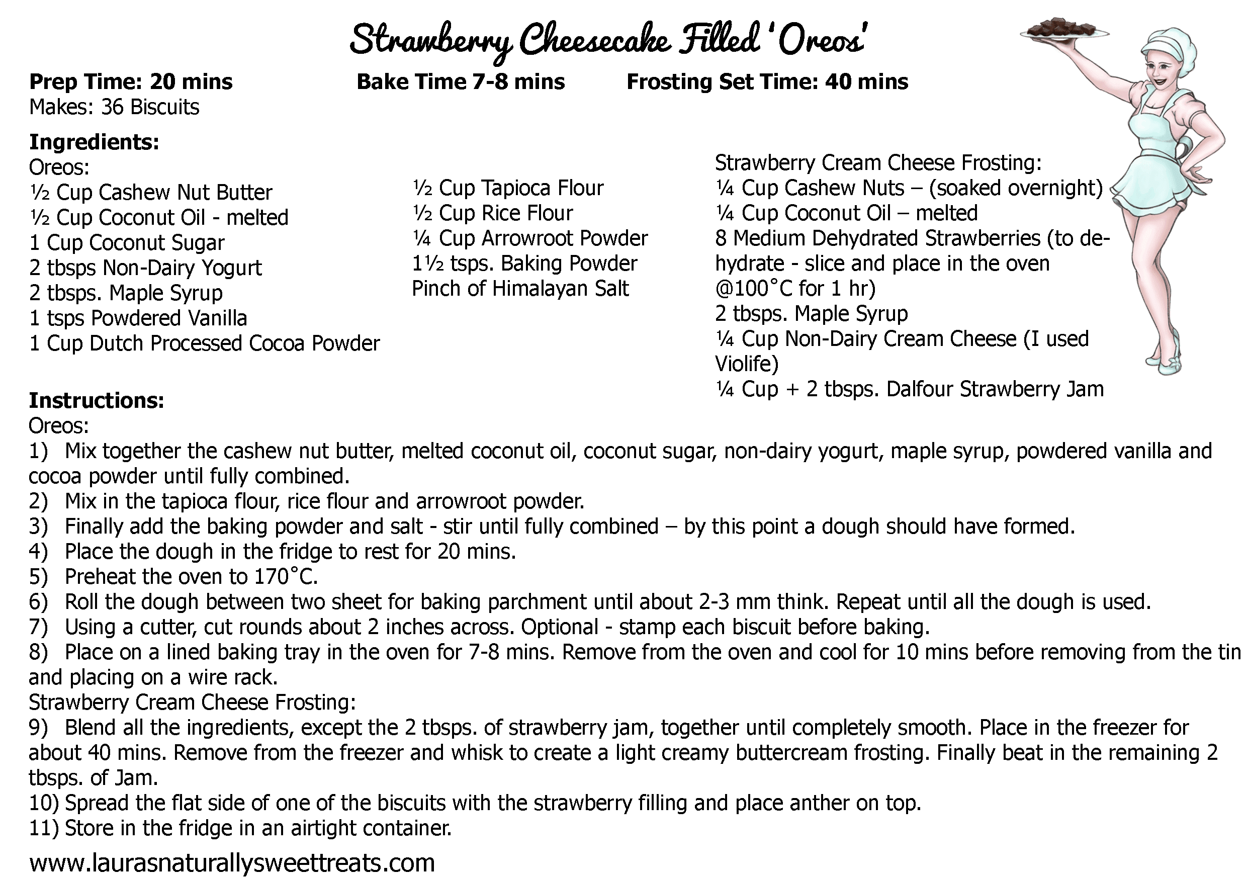 strawberry cheesecake filled oreos recipe card