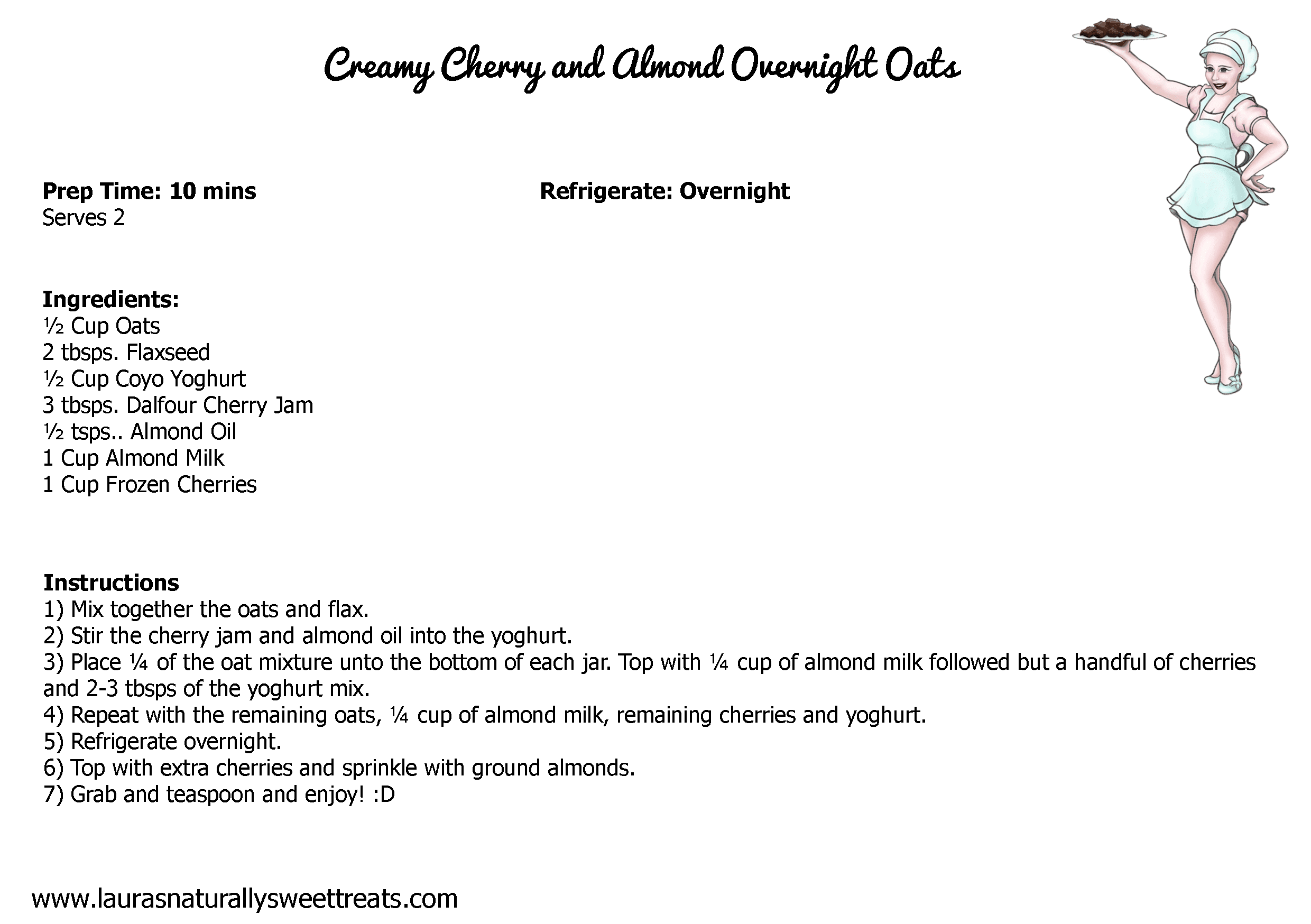 creamy cherry and almond overnight oats recipe