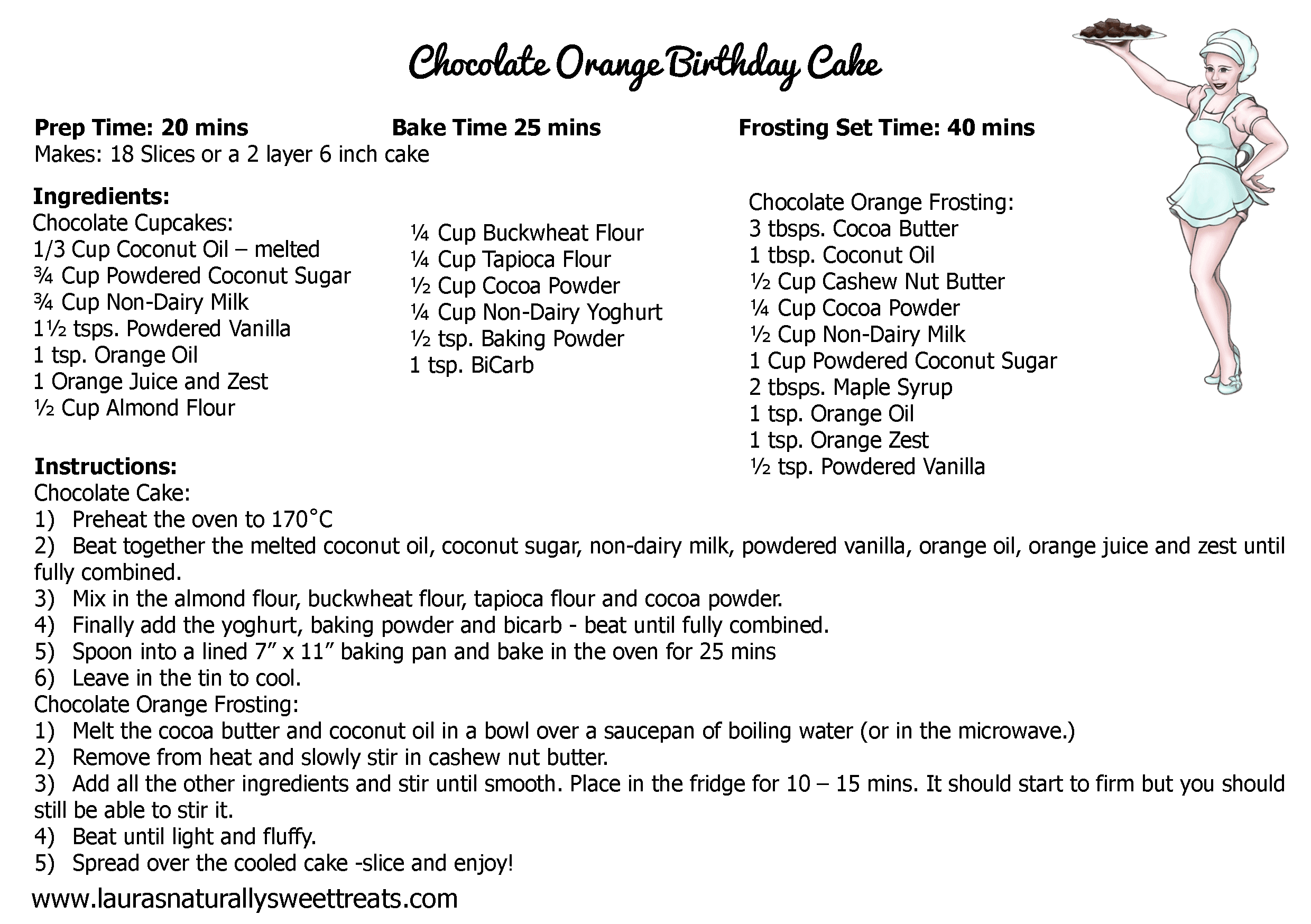 chocolate orange birthday cake recipe card