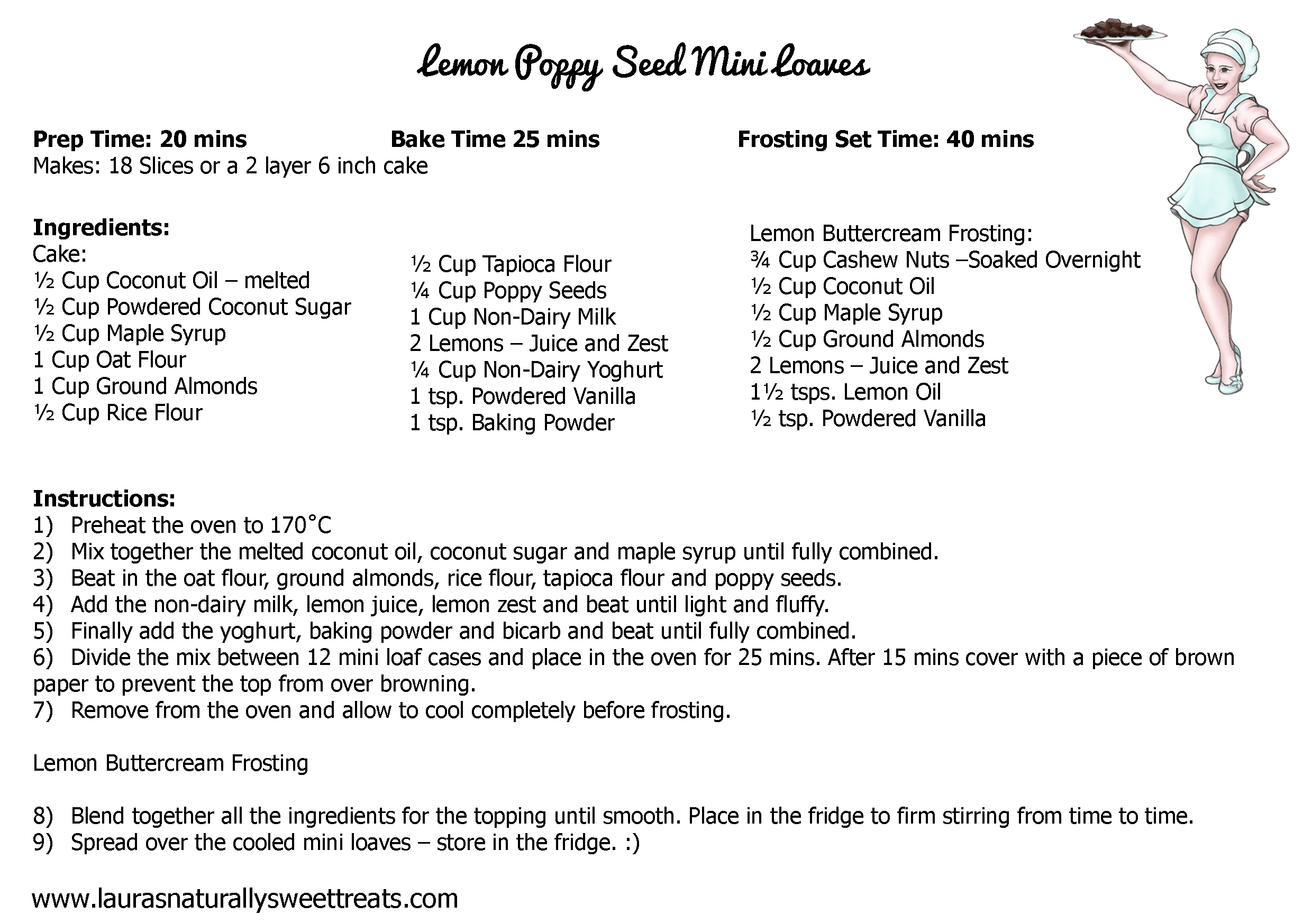 lemon poppy seed mini loaves recipe card
