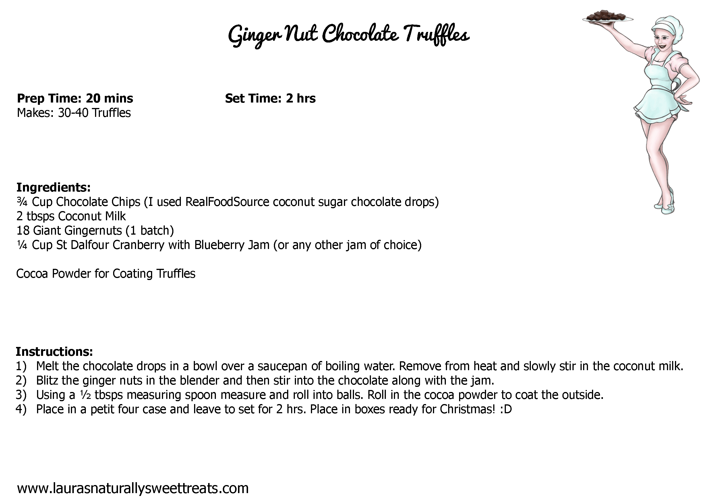 ginger nut chocolate truffles recipe card
