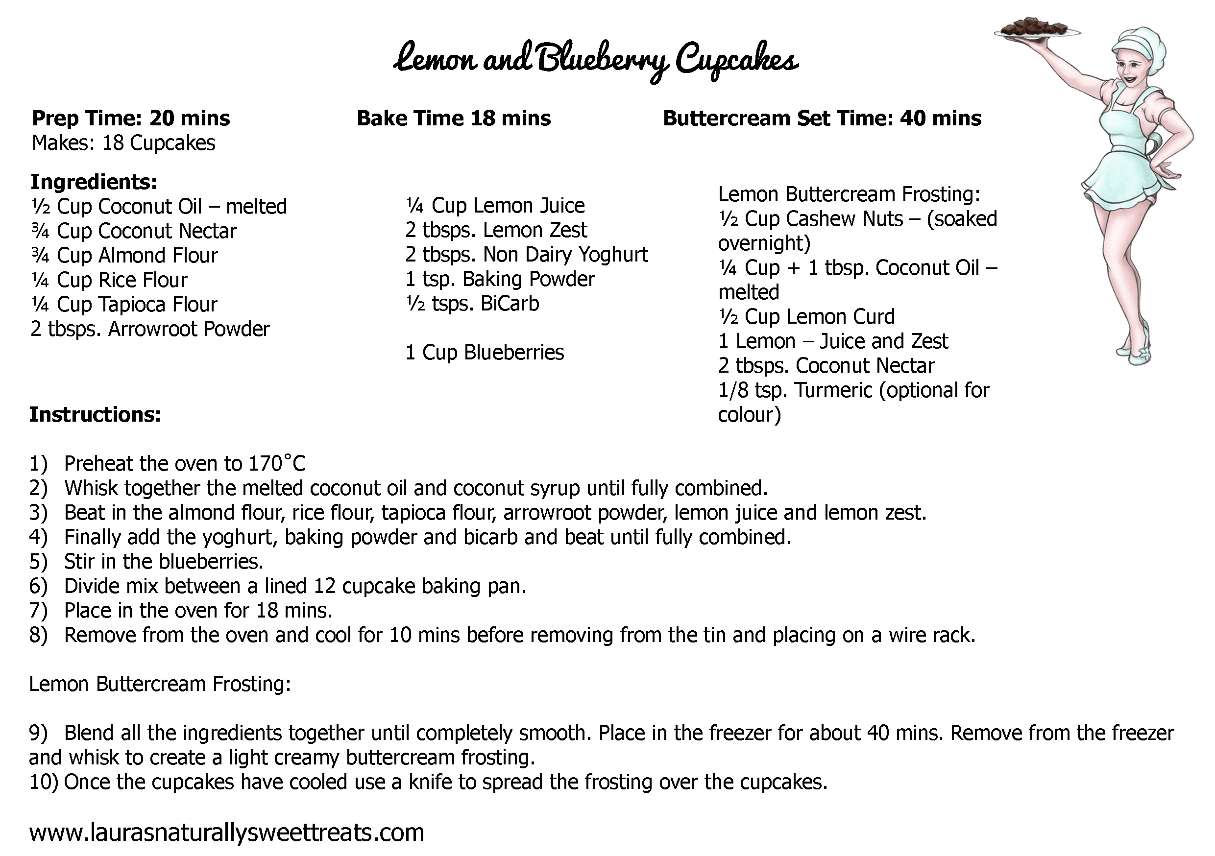 lemon and blueberry cupcakes recipe card