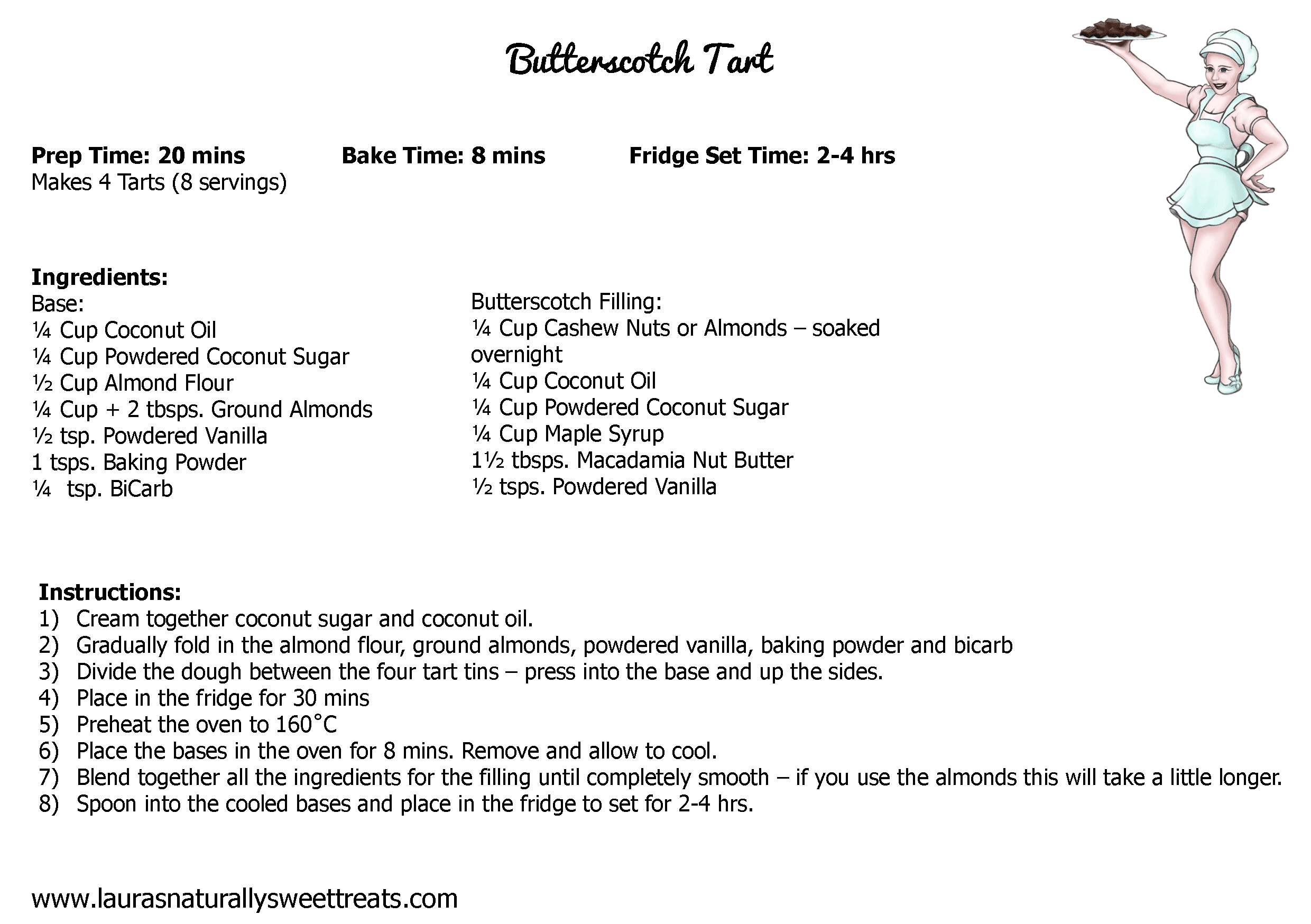 butterscotch tart recipe card