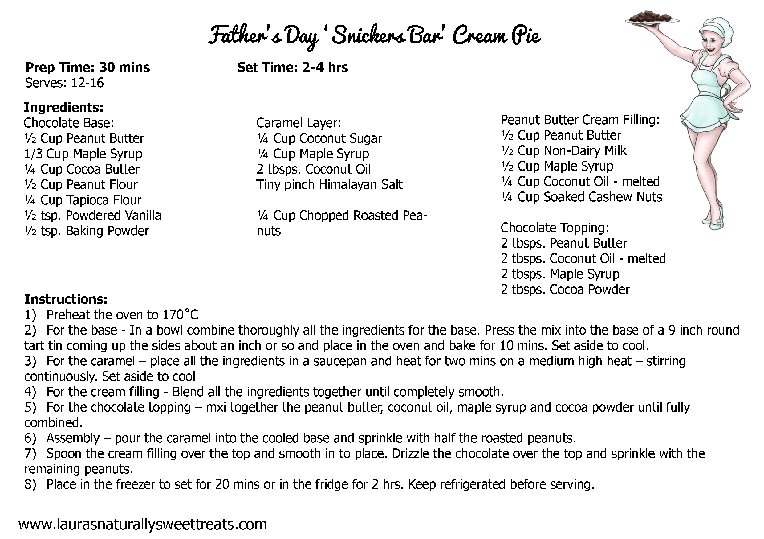 father s day snickers bar cream pie recipe card