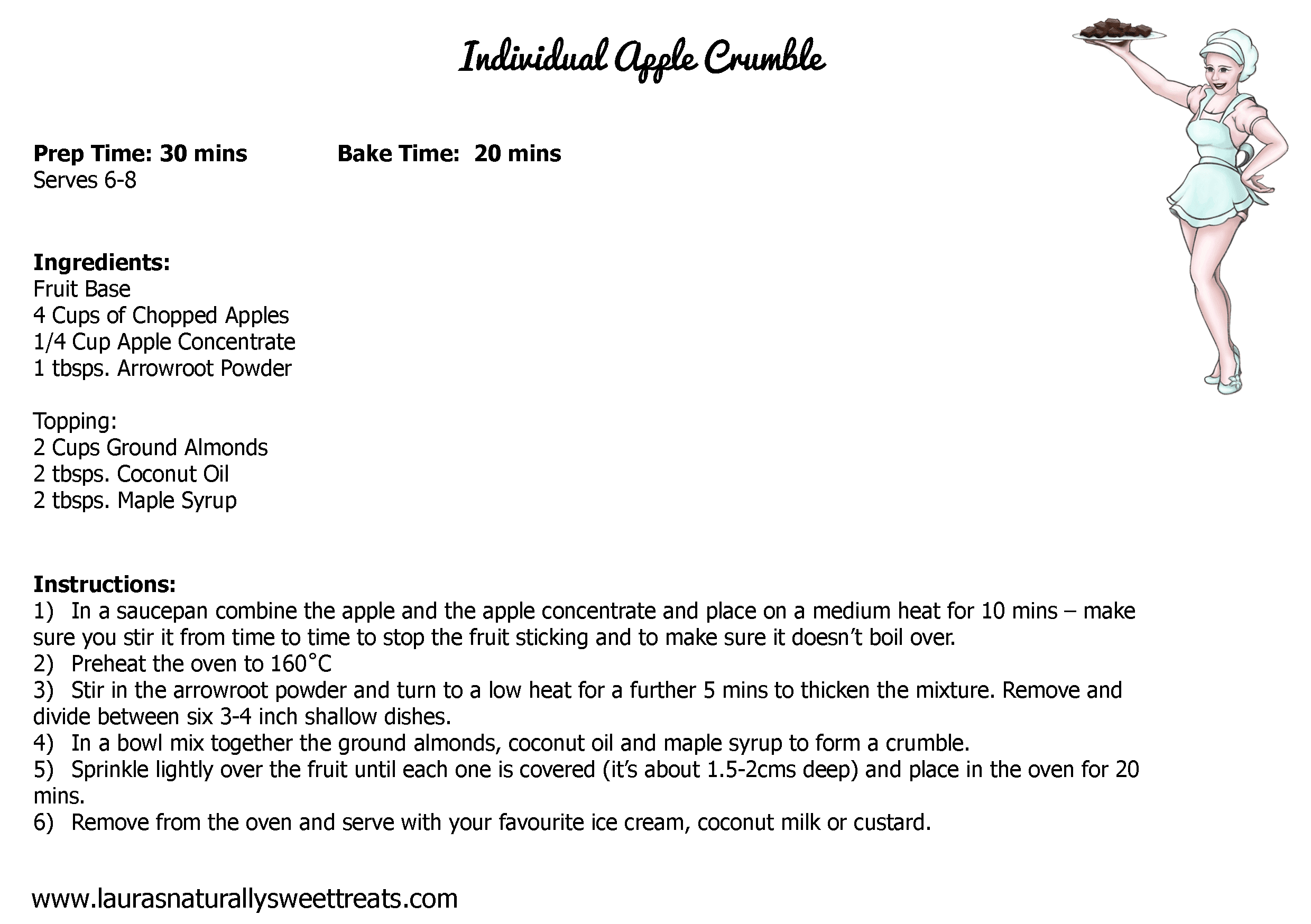 individual apple crumble recipe card