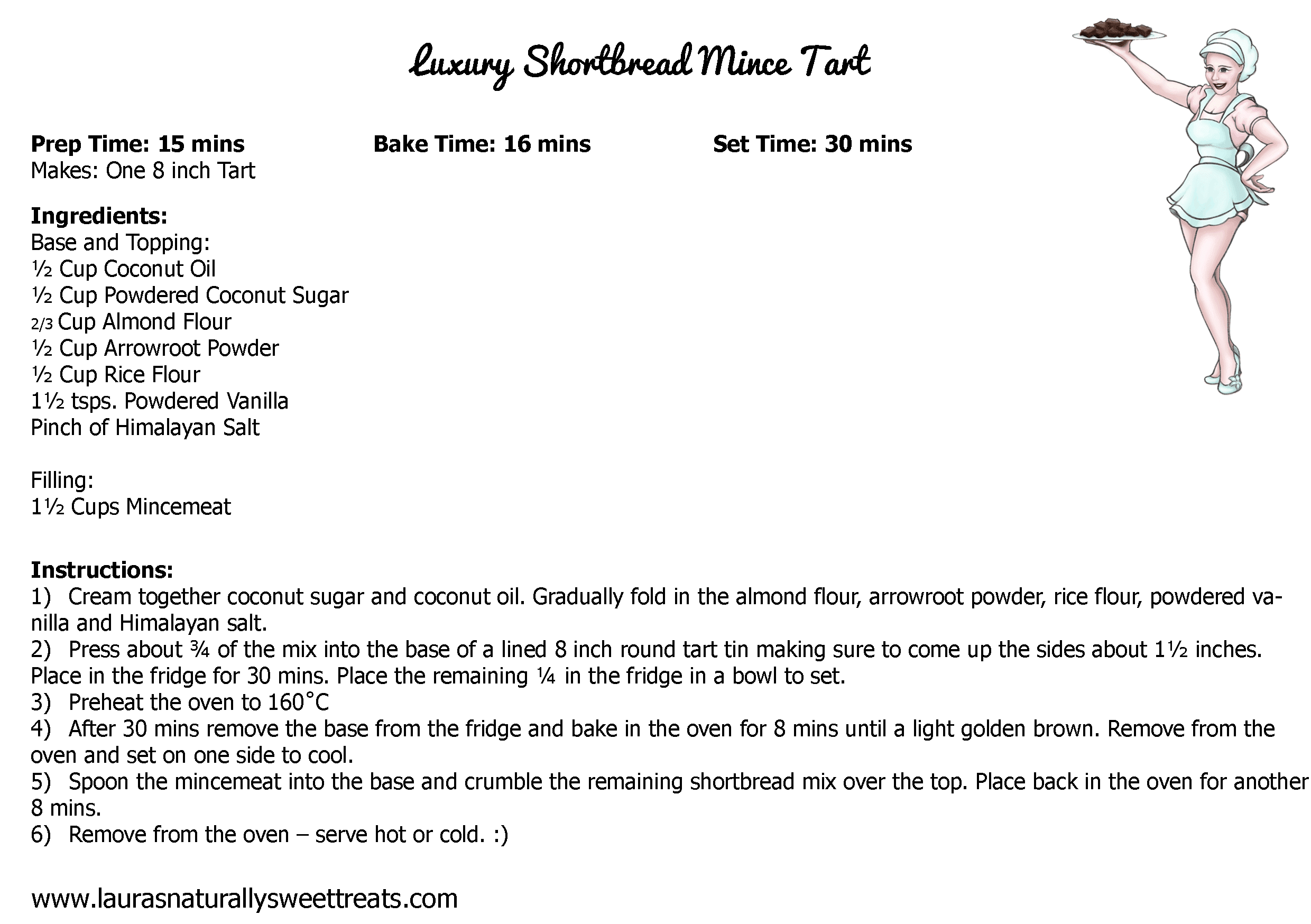 luxury shortbread mince tart recipe card