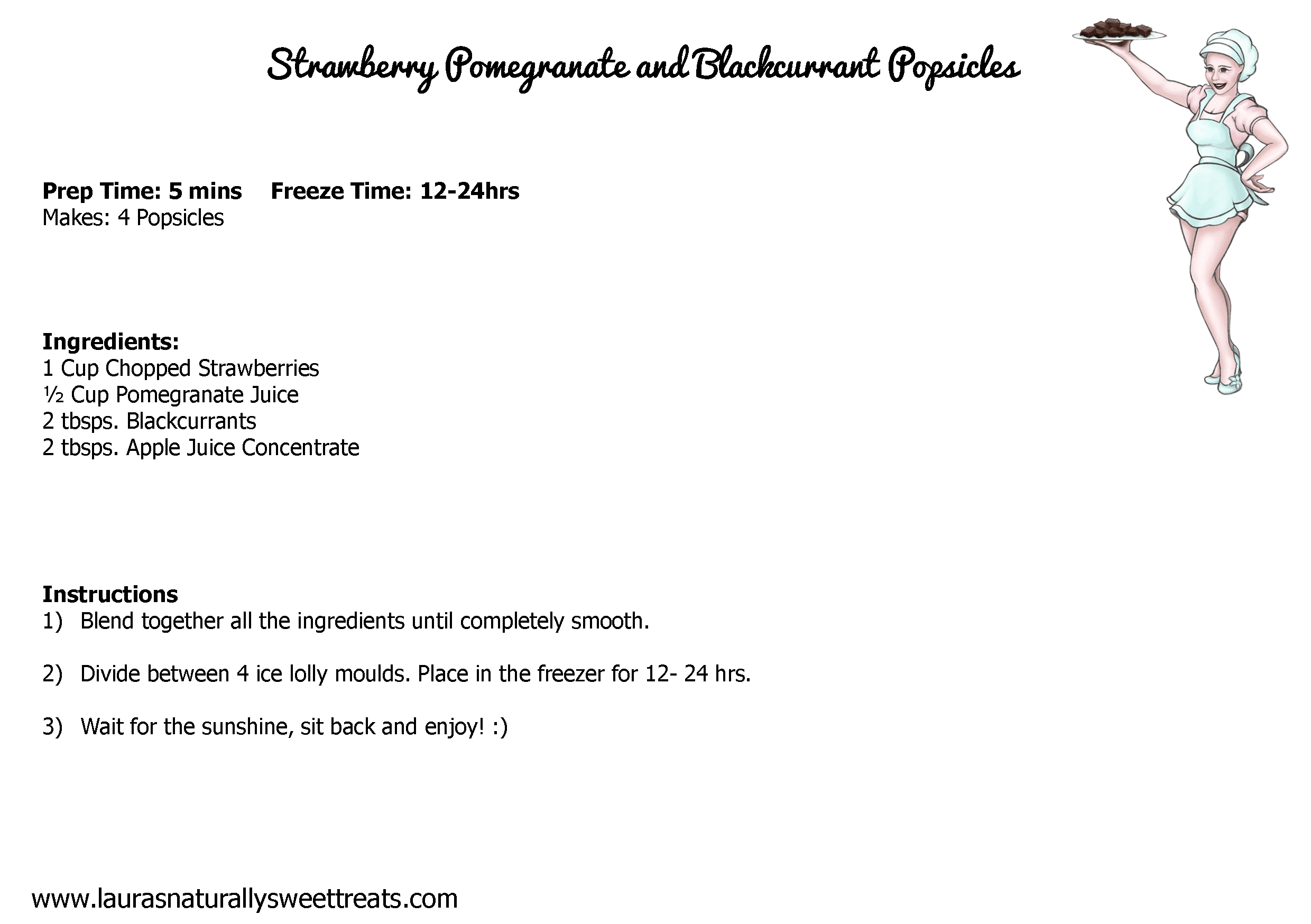 strawberry pomegranate and blackcurrant popsicles recipe card