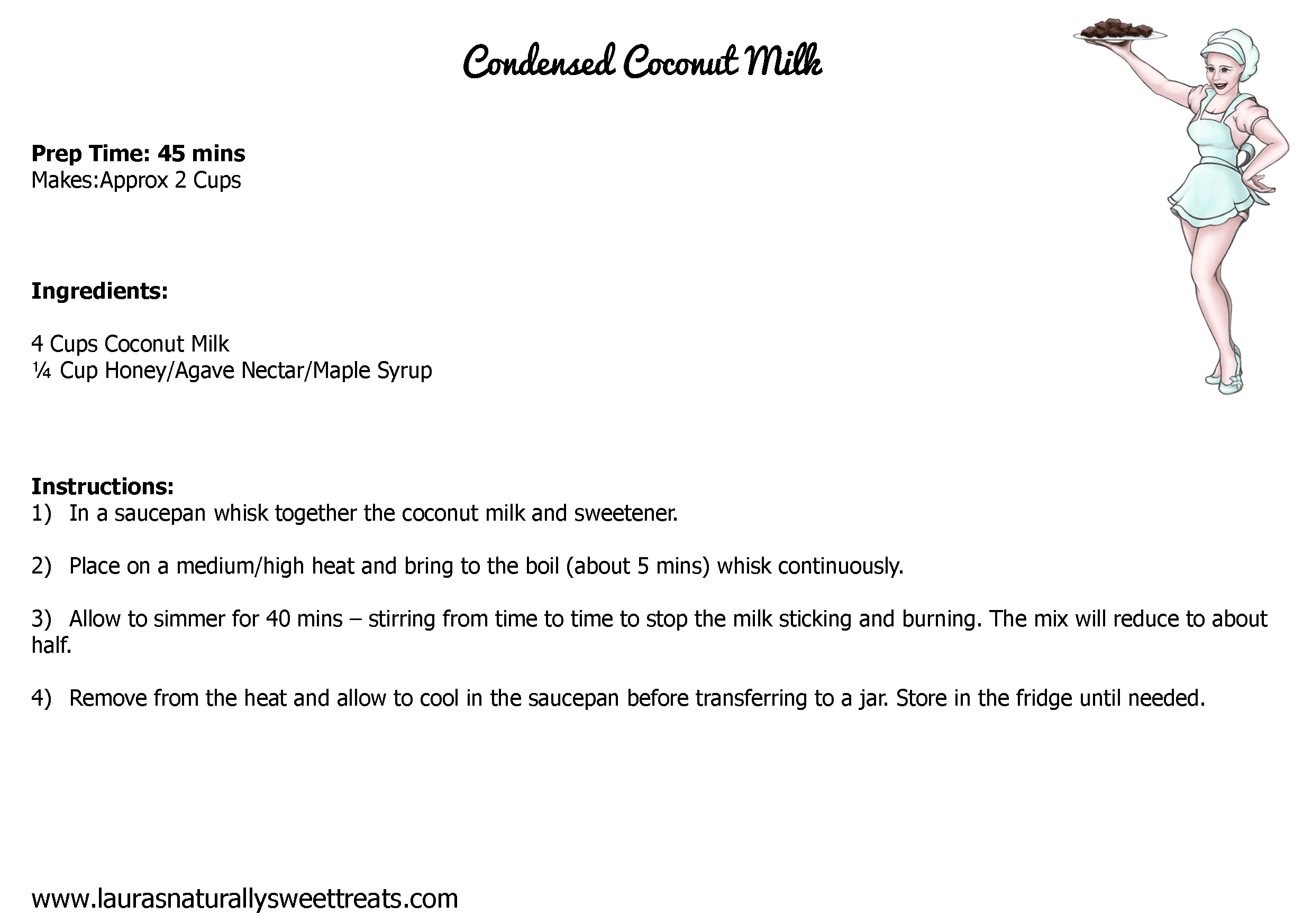 condensed coconut milk recipe card
