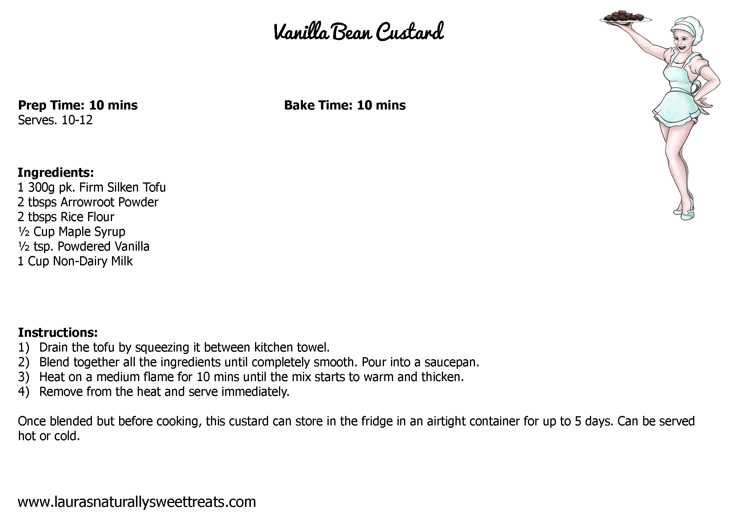 vanilla bean custard recipe card