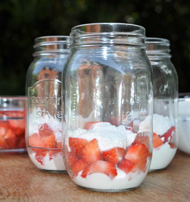 Strawberries and Cream in a Jar