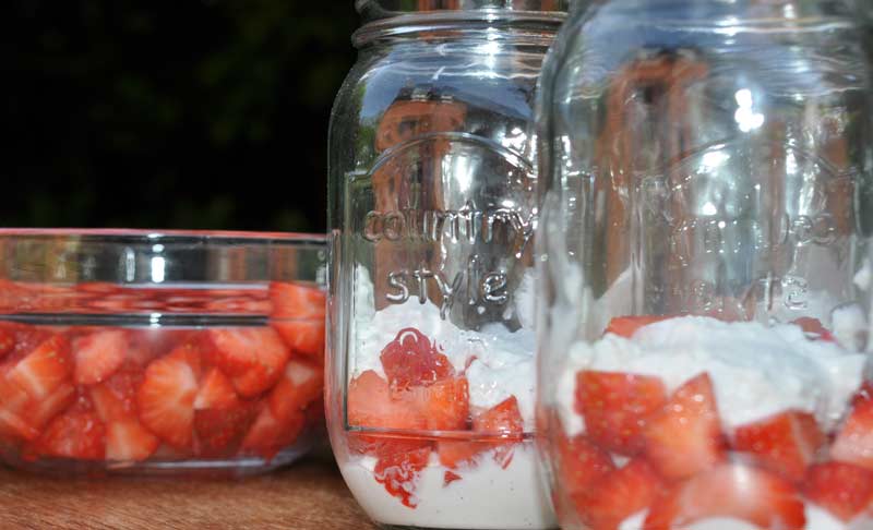 Strawberries and Cream in a Jar