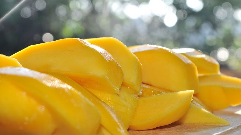 One Ingredient Mango Sorbet with Mango Coulis