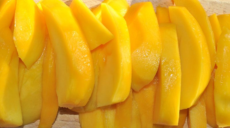 One Ingredient Mango Sorbet with Mango Coulis