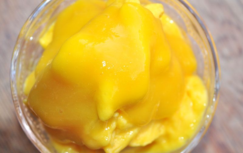 One Ingredient Mango Sorbet with Mango Coulis